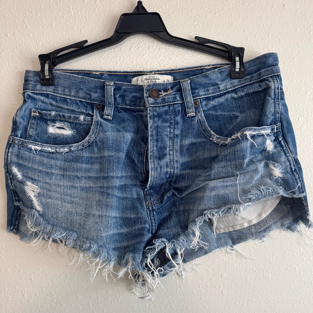 Abercrombie & Fitch Blue Jean Shorts Distressed Cut-Off